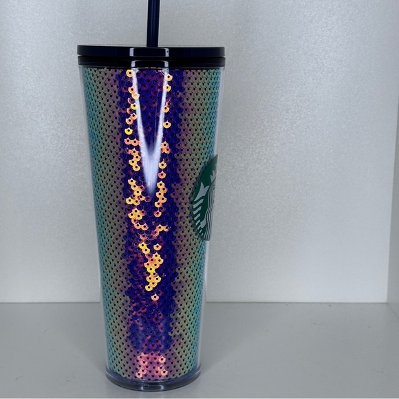 Starbucks Dark Purple Sequin Venti Cold Cup Tumbler Rare - Picture 5 of 7